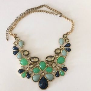Blue and green tone statement necklace